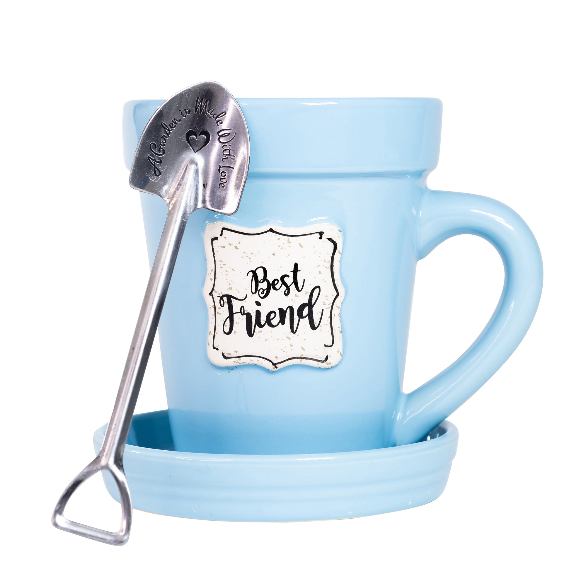 Blue Flower Pot Mug - “Best Friend”